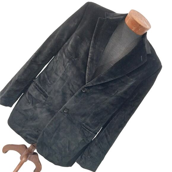 PERRY ELLIS! LUXE BLACK VELVET! 100% COTTON, PLUSH JACKET, BLAZER! SZ 42R - Picture 1 of 11